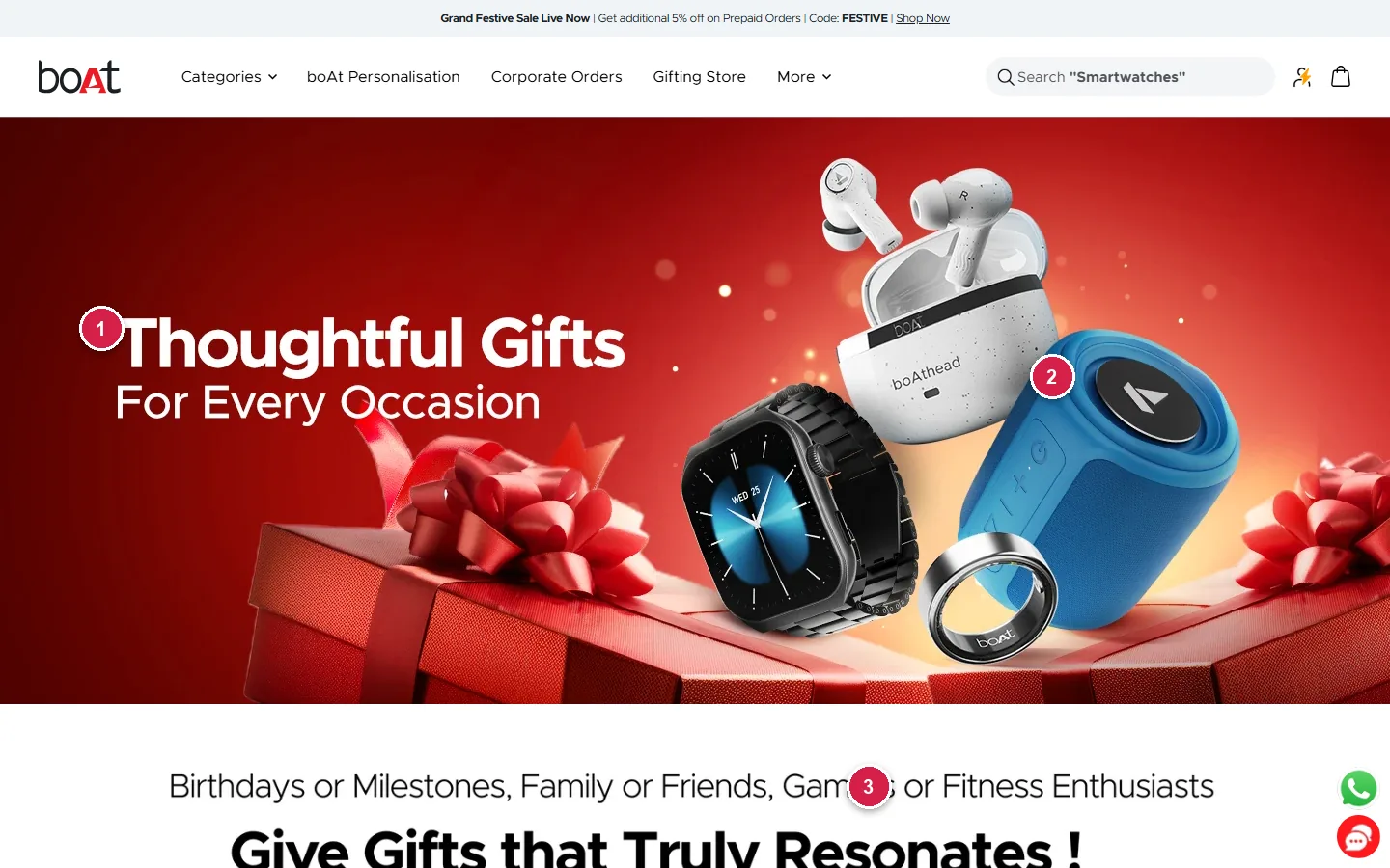 boAt gifting store with thoughtful gifts for every occasion banner