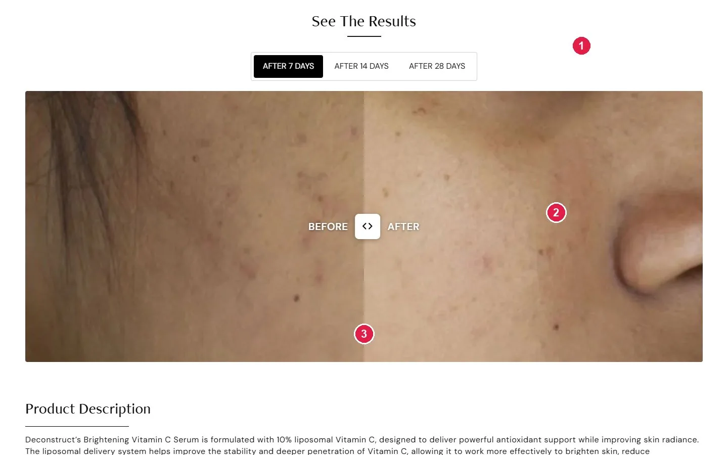 Deconstruct product page results timeline and ingredient education