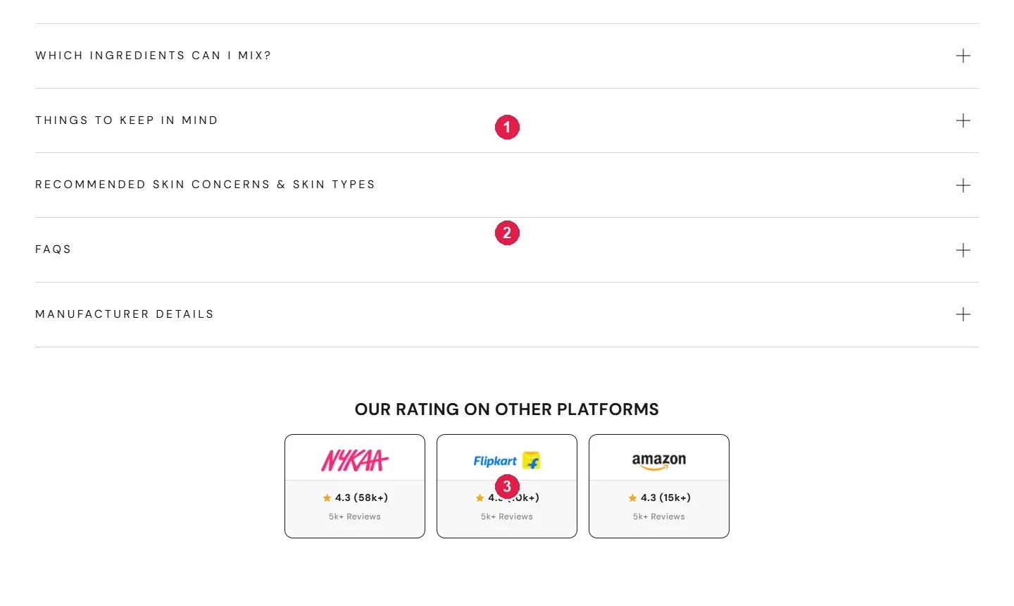 Deconstruct product FAQs and marketplace ratings on Nykaa, Amazon and Flipkart