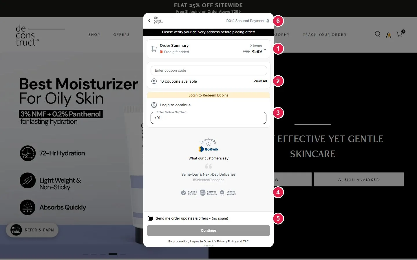 Deconstruct GoKwik one-click checkout with phone-first login
