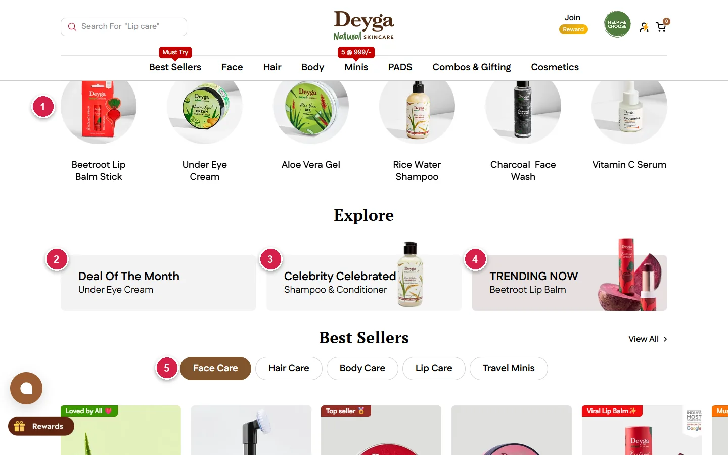 Deyga homepage what's on your mind story circles and explore cards for deal of the month, celebrity celebrated and trending now
