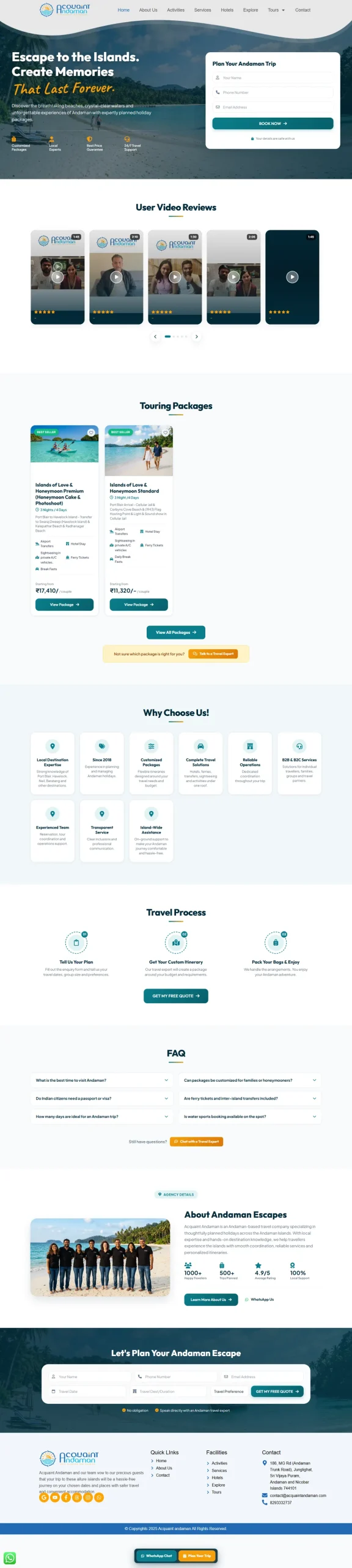 Acquaint Andaman full website scroll preview