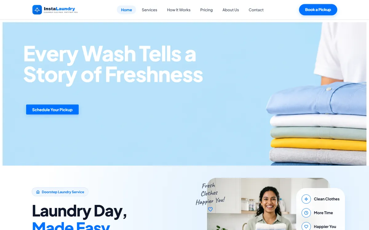 InstaLaundry website homepage designed and developed by GeniusCodeLab