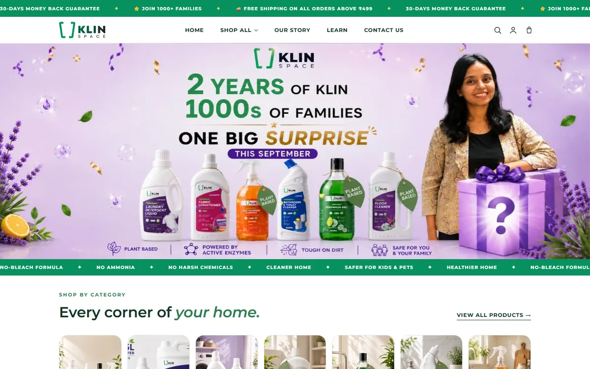 Klin Space website homepage designed and developed by GeniusCodeLab
