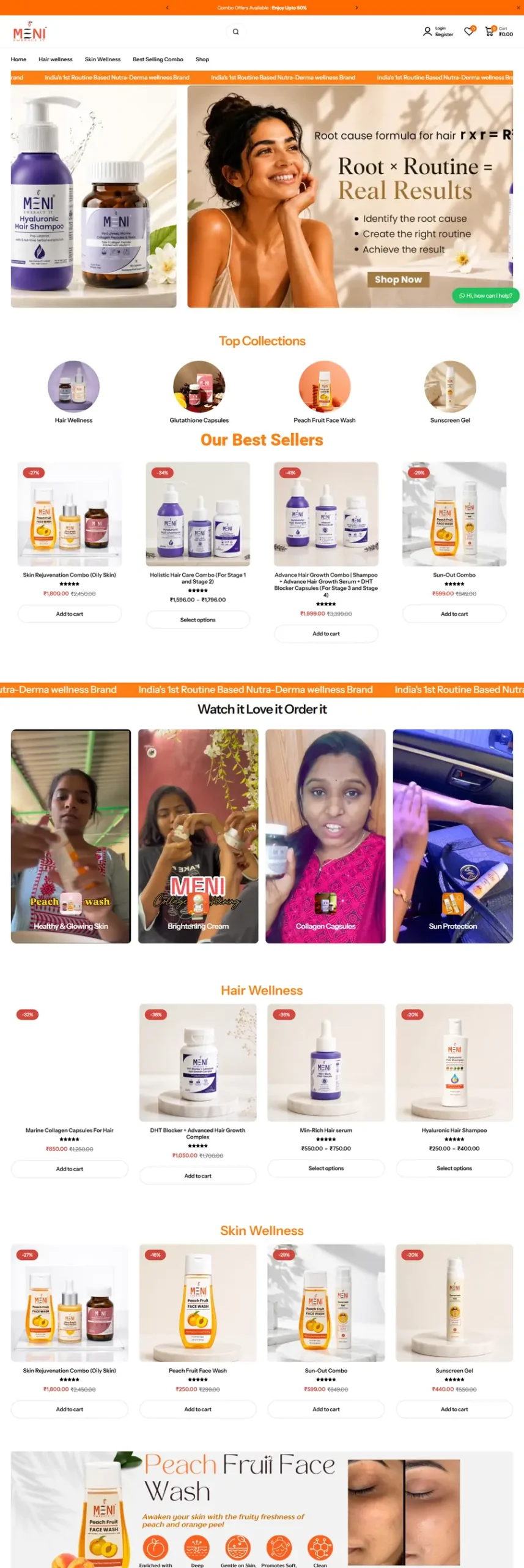 MENI full website scroll preview