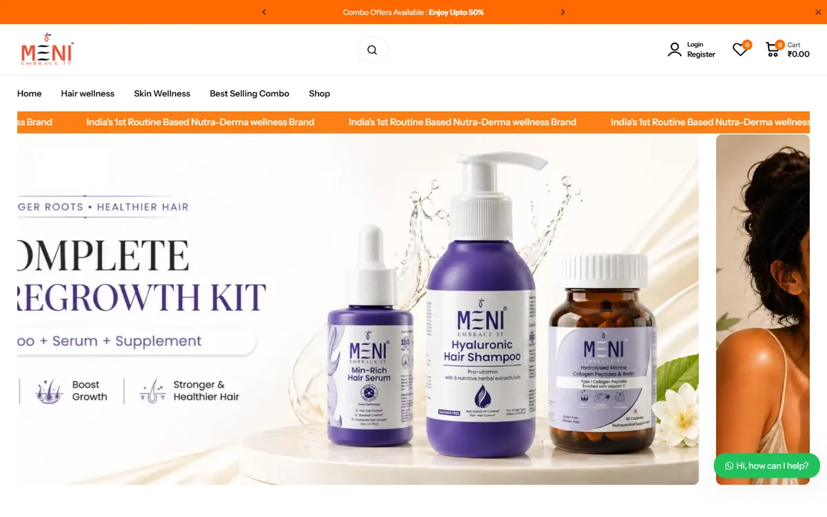 MENI website homepage designed and developed by GeniusCodeLab