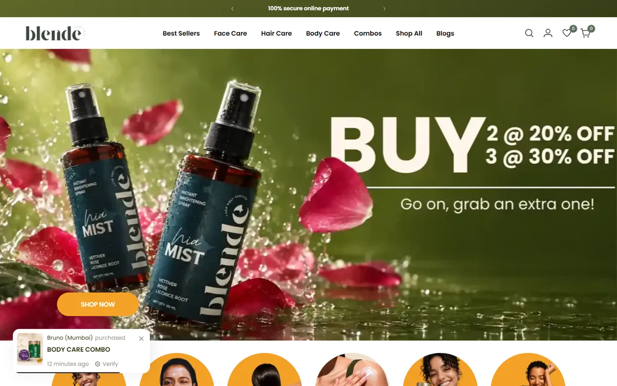 Blende website homepage designed and developed by GeniusCodeLab