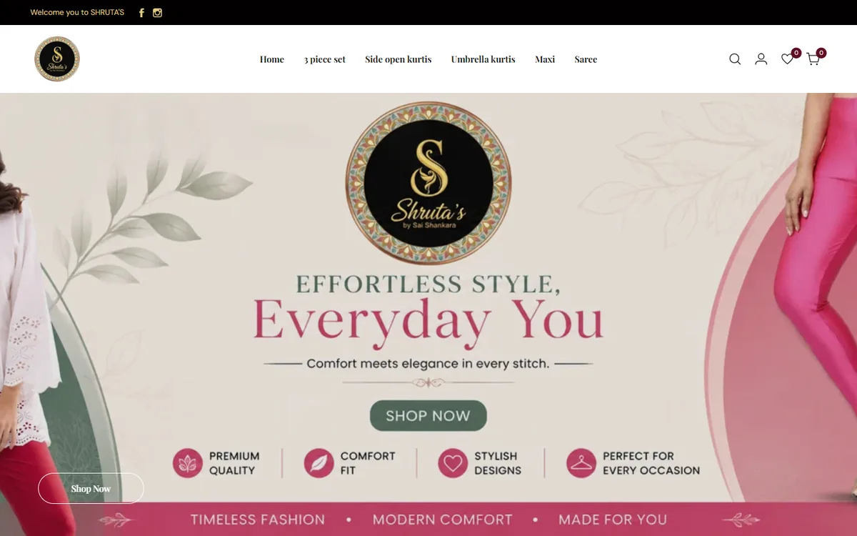 Shruta's website homepage designed and developed by GeniusCodeLab